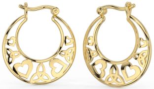 Gold Silver Celtic Trinity Knot Heart Hoop Earrings