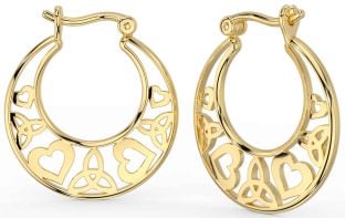 Gold Silver Celtic Trinity Knot Heart Hoop Earrings
