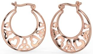 Rose Gold Celtic Trinity Knot Heart Hoop Earrings