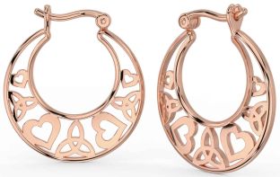 Rose Gold Celtic Trinity Knot Heart Hoop Earrings