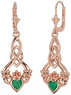 Esmeralda Rosa Ouro Prata céltico Claddagh Pendurar Brincos