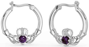 Alexandrite Silver Claddagh Dangle Earrings