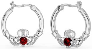 Garnet Gümüş Claddagh Sallanmak Küpeler