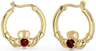 Garnet Altın Claddagh Sallanmak Küpeler