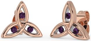 Alexandrite Rose Gold Silver Celtic Trinity Knot Stud Earrings