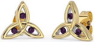 Alexandrite Or Argent celtique Trinité Noeud Goujon Des boucles d'oreilles