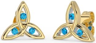 Topaz Gold Silver Celtic Trinity Knot Stud Earrings