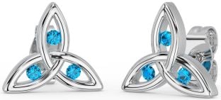 Topaz Silver Celtic Trinity Knot Stud Earrings