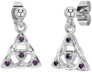 Diamant Alexandrite Argent celtique Trinité Noeud Pendre Des boucles d'oreilles