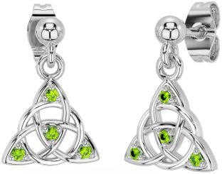 Diamante Peridoto Plata céltico Trinidad Nudo Colgar Pendientes