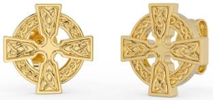 Gold Silver Celtic Cross Stud Earrings