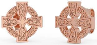 Rose Gold Celtic Cross Stud Earrings