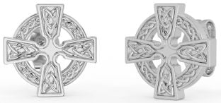 Silver Celtic Cross Stud Earrings