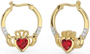 Diamante Rubi Ouro Prata Claddagh Aro Brincos