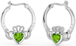 Diamant Peridot Silver Claddagh Ring Örhängen