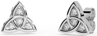 Diamond White Gold Celtic Trinity Knot Stud Earrings