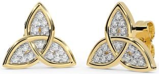 Diamant Aur Argint Cercei Stud Celtic Trinity Knot