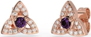 Diamant Alexandrit Rose Gold keltisch Dreieinigkeit Knoten Zucht Ohrringe