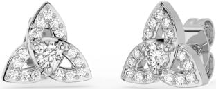 Diamond Silver Celtic Trinity Knot Stud Earrings