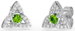 Diamant Peridot Sølv Celtic Treenighet Knute Stud Øredobber