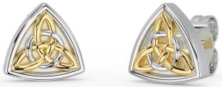 Gold Silver Celtic Trinity Knot Stud Earrings