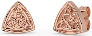 Rose Gold Silver Celtic Trinity Knot Stud Earrings