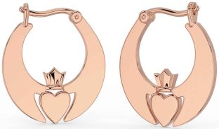 Rose Gold Silver Claddagh Dangle Earrings