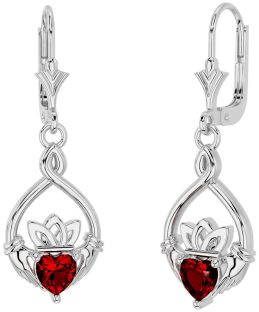 Aur alb granat Cercei Celtic Claddagh Dangle