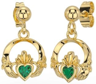 Esmeralda Oro Plata céltico Claddagh Trinidad Nudo Colgar Pendientes