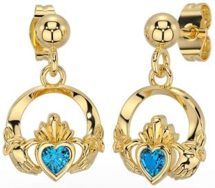 Topazio Oro Argento celtico Claddagh Trinità Nodo Penzolare Orecchini