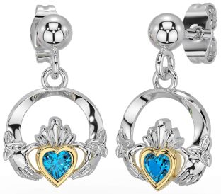 Topázio Branco Amarelo Ouro céltico Claddagh Trindade Nó Pendurar Brincos