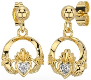 Diamante Oro celtico Claddagh Trinità Nodo Penzolare Orecchini