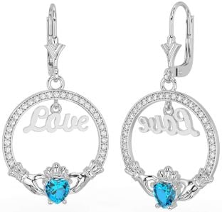 Diamante Topacio Plata Claddagh Amar Colgar Pendientes