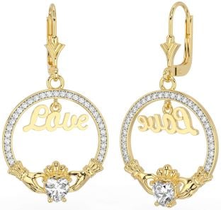 Diamante Oro Claddagh Amar Colgar Pendientes