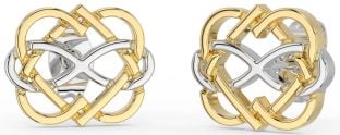 Gold Silver Infinity Heart Stud Earrings
