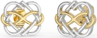 Gold Silver Infinity Heart Stud Earrings