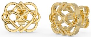 Gold Silver Infinity Heart Stud Earrings