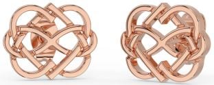Rose Gold Infinity Heart Stud Earrings
