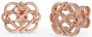 Rose Gold Infinity Heart Stud Earrings