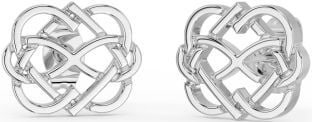 Silver Infinity Heart Stud Earrings