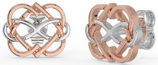 White Rose Gold Infinity Heart Stud Earrings