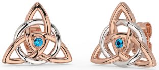 Topaz Rose Gold Silver Celtic Trinity Knot Stud Earrings