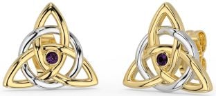 Alexandrit Aur Argint Cercei Stud Celtic Trinity Knot