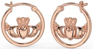 Rose Gold Silver Celtic Claddagh Hoop Earrings