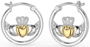 Oro Plata céltico Claddagh Aro Pendientes