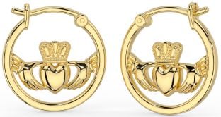 Or celtique Claddagh Cerceau Des boucles d'oreilles