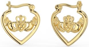 Gold Silver Claddagh Heart Hoop Earrings