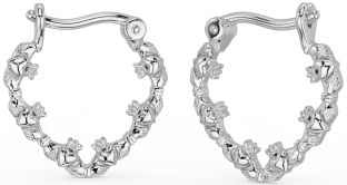 White Gold Claddagh Hoop Earrings