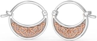 Rose Gold Silver Celtic Hoop Earrings