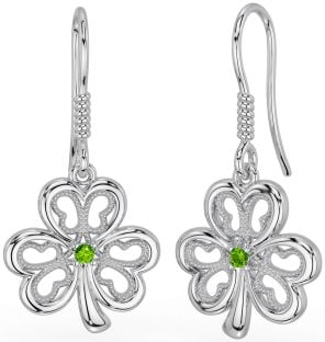 Peridoto Plata Trébol Colgar Pendientes